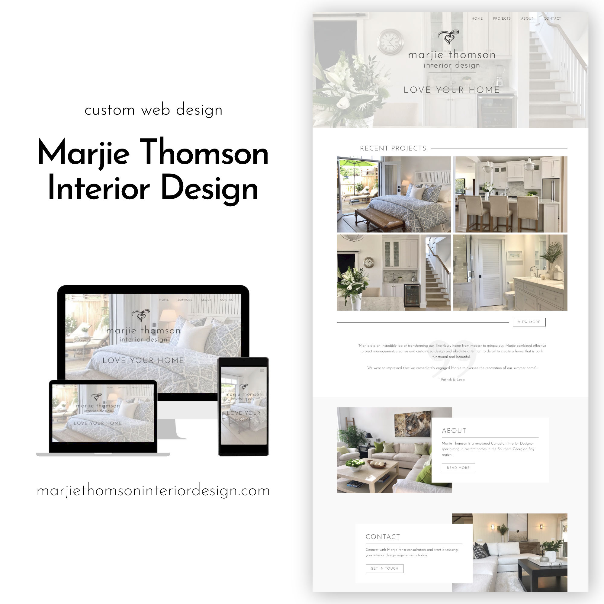 Marjie Thomson Interior Design Website